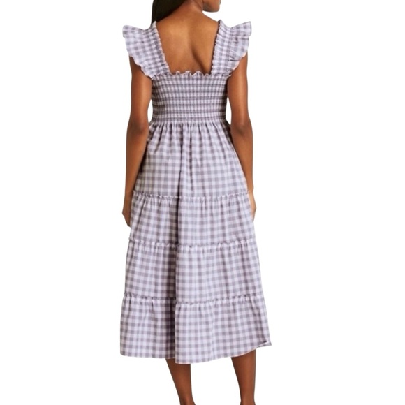 Hill House The Ellie Nap Midi Dress Lilac Jacquard Check Size Large - Picture 2 of 8